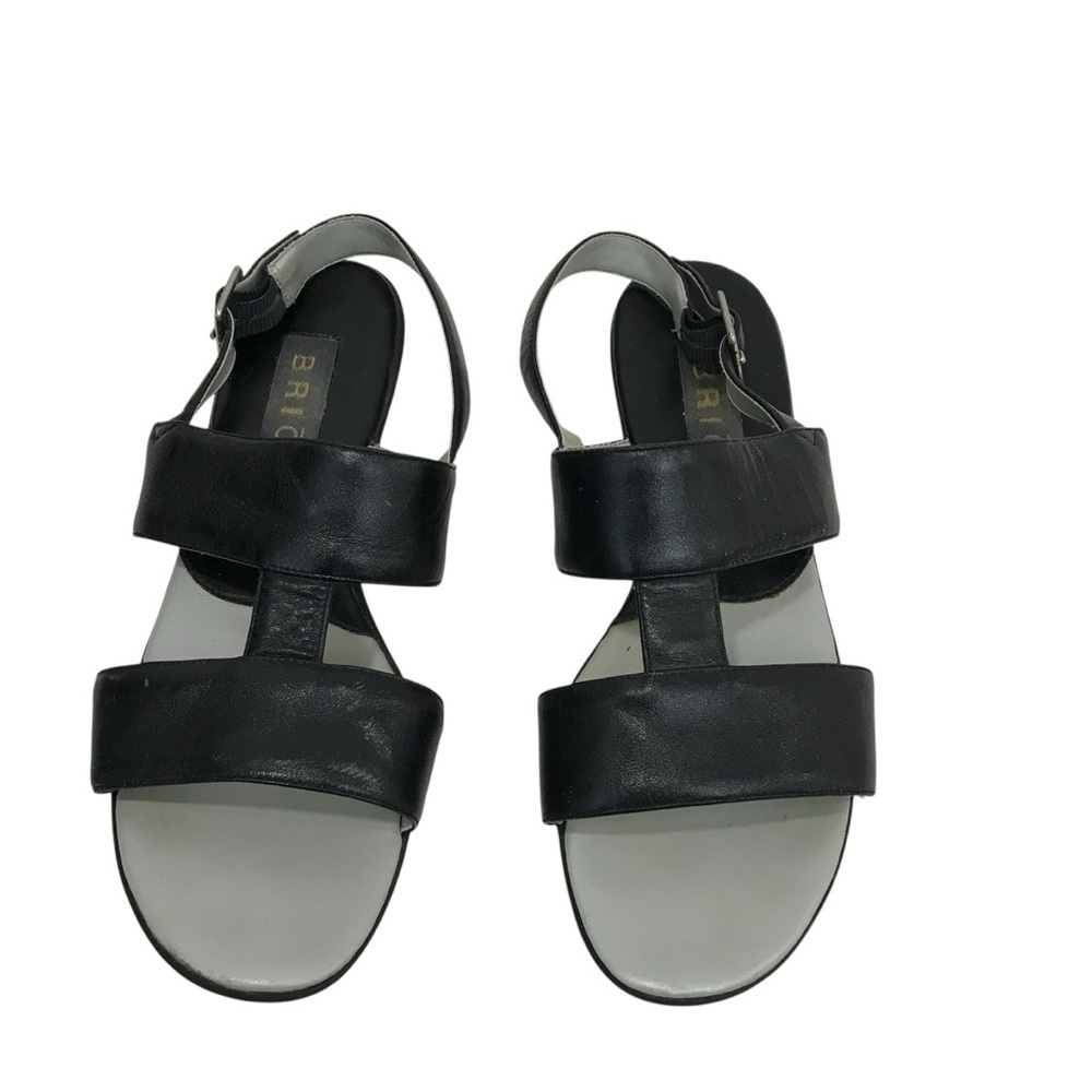 Brioso Sandals Black Leather Wedge Summer Strappy Slingback Size 7 - Picture 6 of 7
